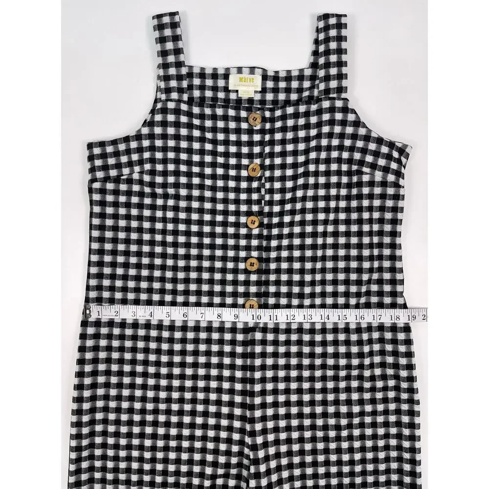 Maeve Anthropologie Black & White Gingham Check Jumpsuit Size M - Picture 11 of 11
